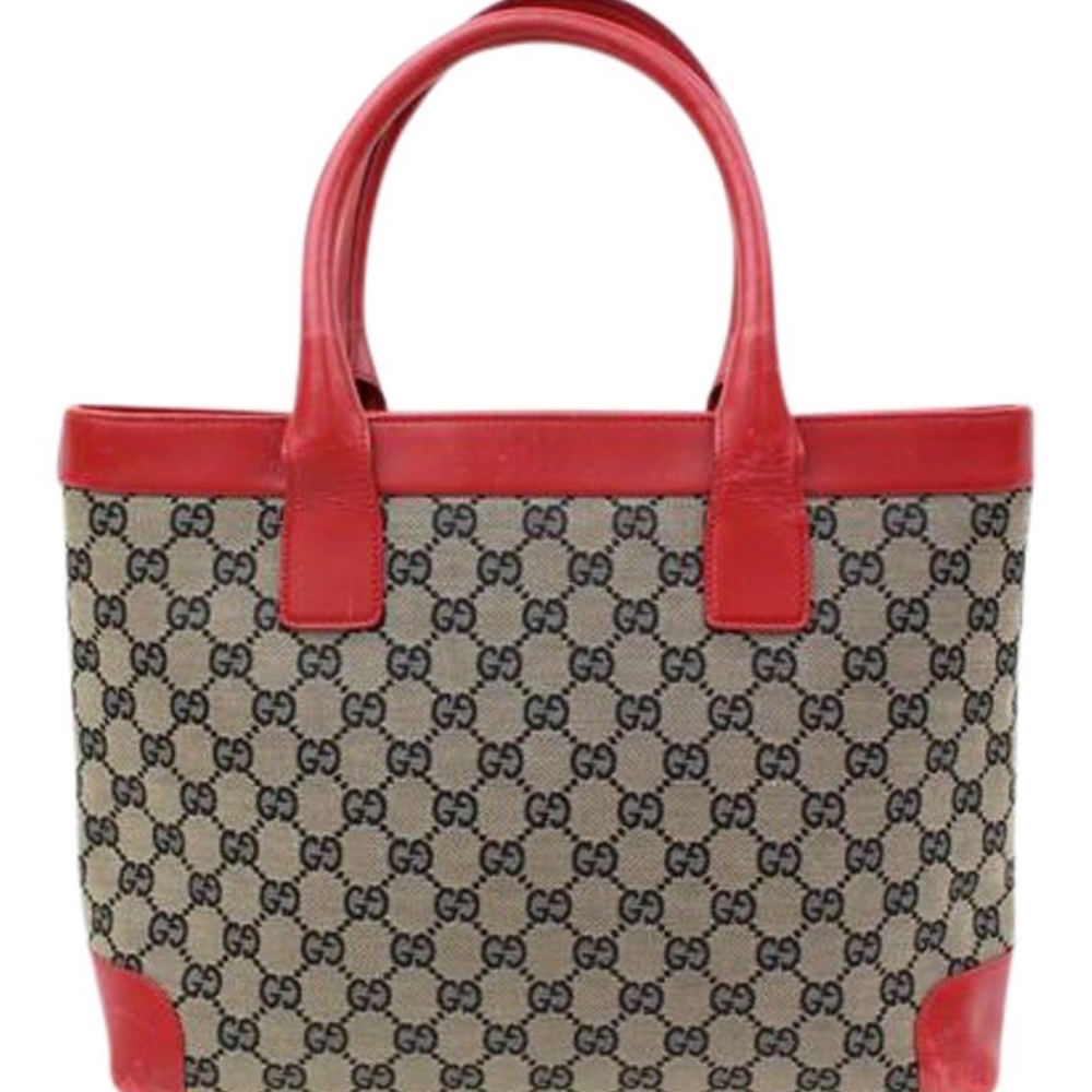 Gucci Gg Tote in Monogram Gucci Gg Logo W Red Le